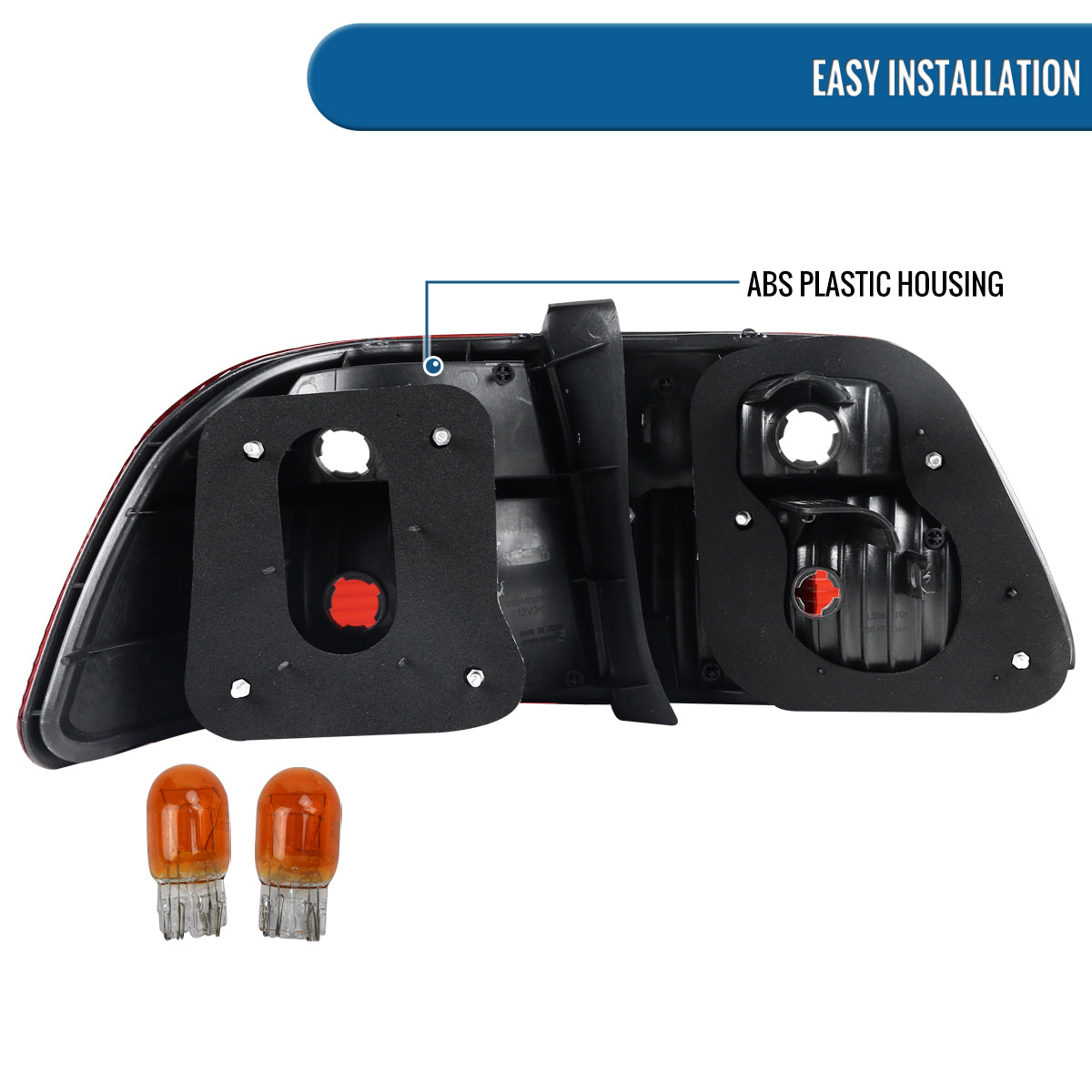 Ronnin - Fits 1999-2000 Honda Civic Sedan 4Dr Factory Replacement Tail Lights Assembly Pair | Red Clear