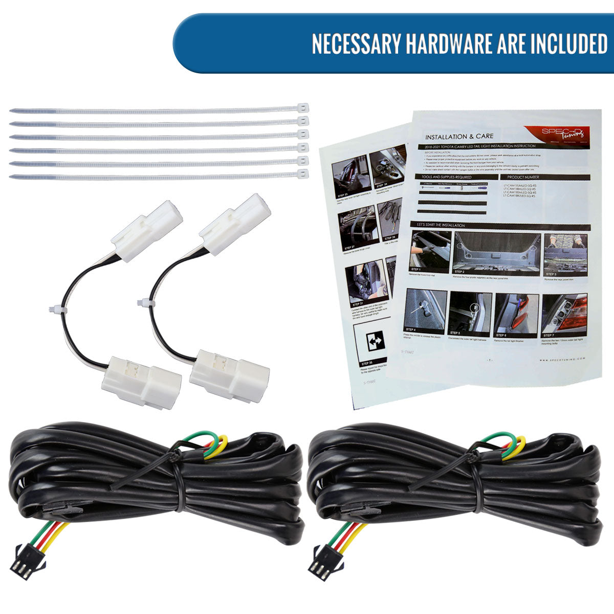 Ronnin - Fits 2018-2022 Toyota Camry Full LED Tail Lights Sequential Turn Signal + Animated Startup Effect Lamps Assembly Pair | Black Smoke