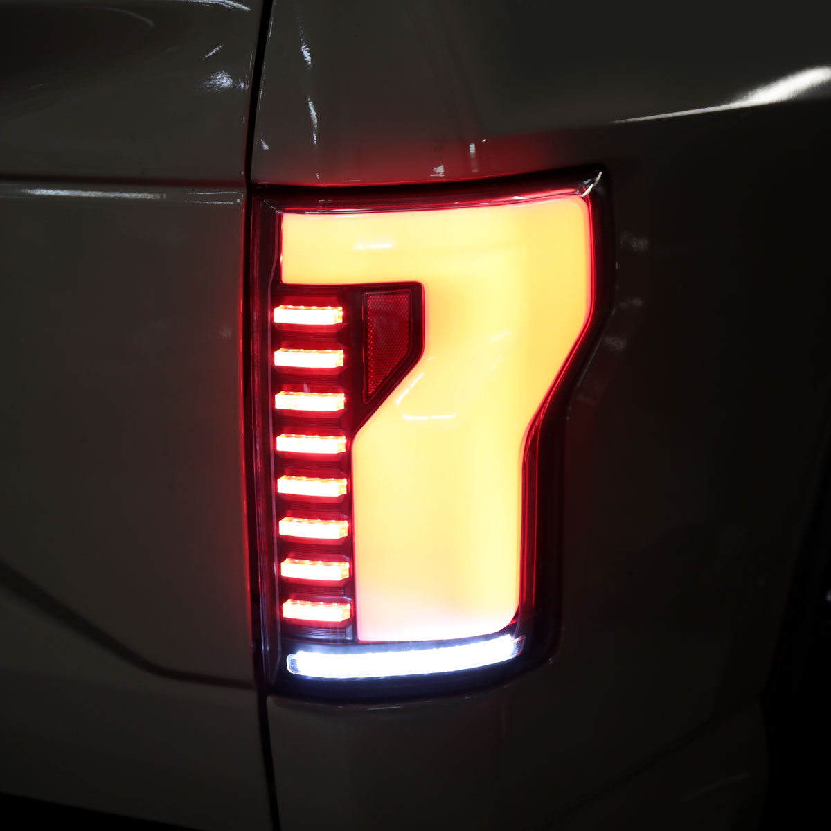Ronnin - Fits 2018-2020 Ford F150 Upgraded Full LED Tail Lights Sequential Turn Signals + Animated Startup Effect Parking Assembly | Black Smoke | White Tube