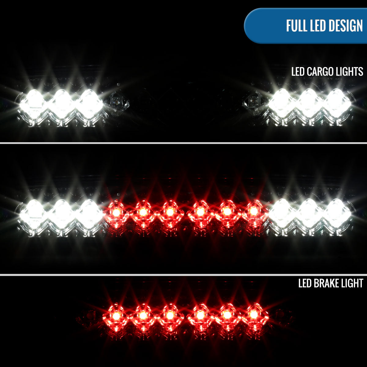 Ronnin - Fits 1999-2016 Ford F250 F350 F450 F550 Super Duty 1993-2011 Ranger 1994-2010 Mazda B-Series LED High Mount Stop Light Third 3rd Brake Lamp Piece | Smoke
