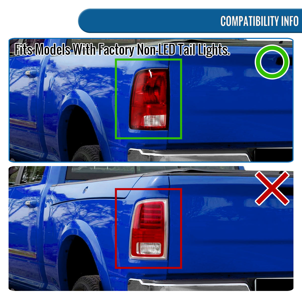 Ronnin - Fits 2009-2018 Ram 1500 2010-2018 Ram 2500 3500 2019-2022 1500 Classic Full LED Tail Lights Integrated LED Brake and Turn Signal Lamps Assembly Pair | Black
