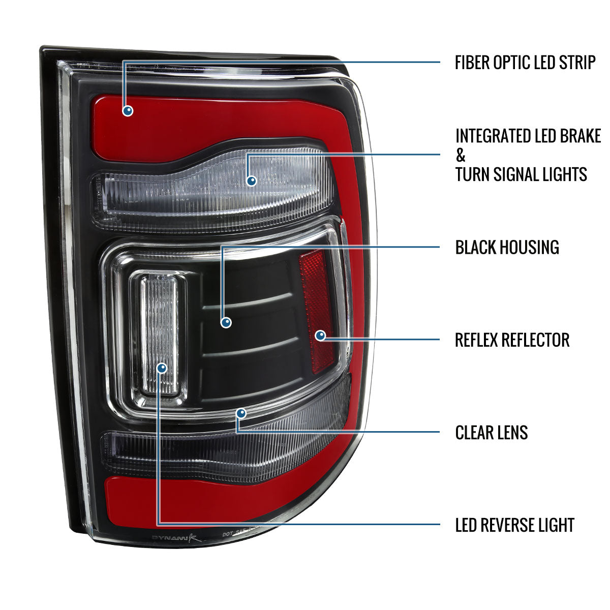 Ronnin - Fits 2009-2018 Ram 1500 2010-2018 Ram 2500 3500 2019-2022 1500 Classic Full LED Tail Lights Integrated LED Brake and Turn Signal Lamps Assembly Pair | Black