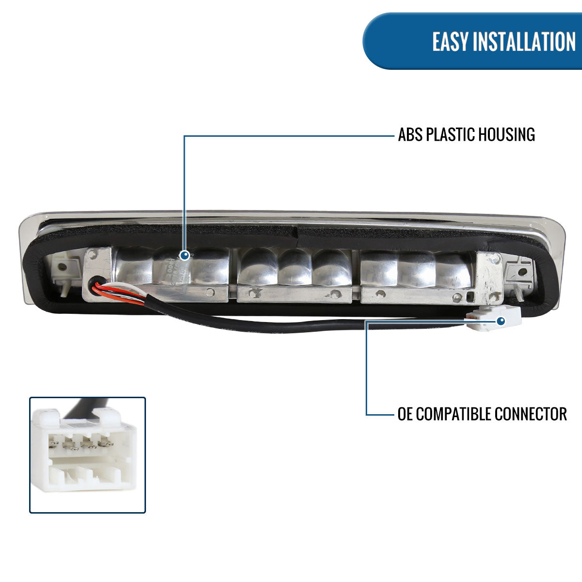 Ronnin - Fits 2009-2013 Dodge Ram 1500 2010-2013 Ram 2500 3500 LED High Mount Stop Light Third 3rd Brake Lamp Piece | Chrome