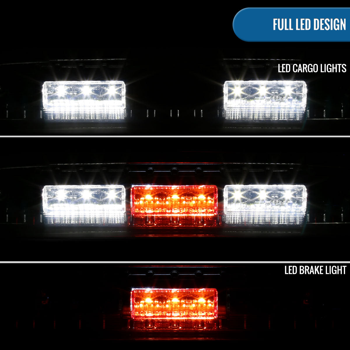 Ronnin - Fits 2009-2013 Dodge Ram 1500 2010-2013 Ram 2500 3500 LED High Mount Stop Light Third 3rd Brake Lamp Piece | Smoke