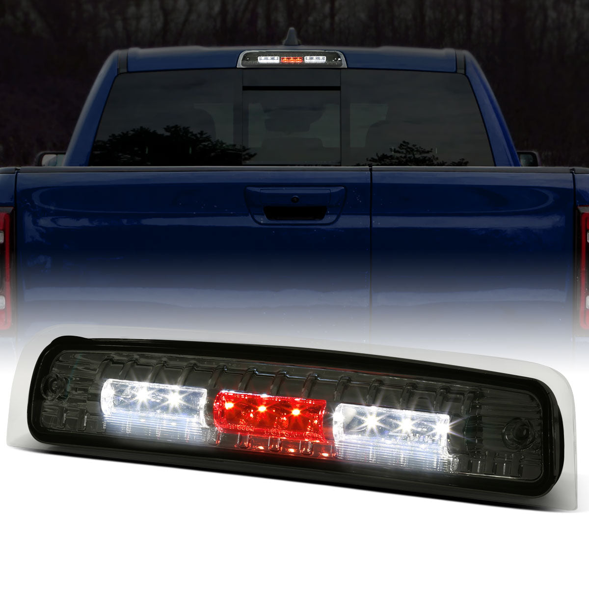 Ronnin - Fits 2009-2013 Dodge Ram 1500 2010-2013 Ram 2500 3500 LED High Mount Stop Light Third 3rd Brake Lamp Piece | Smoke