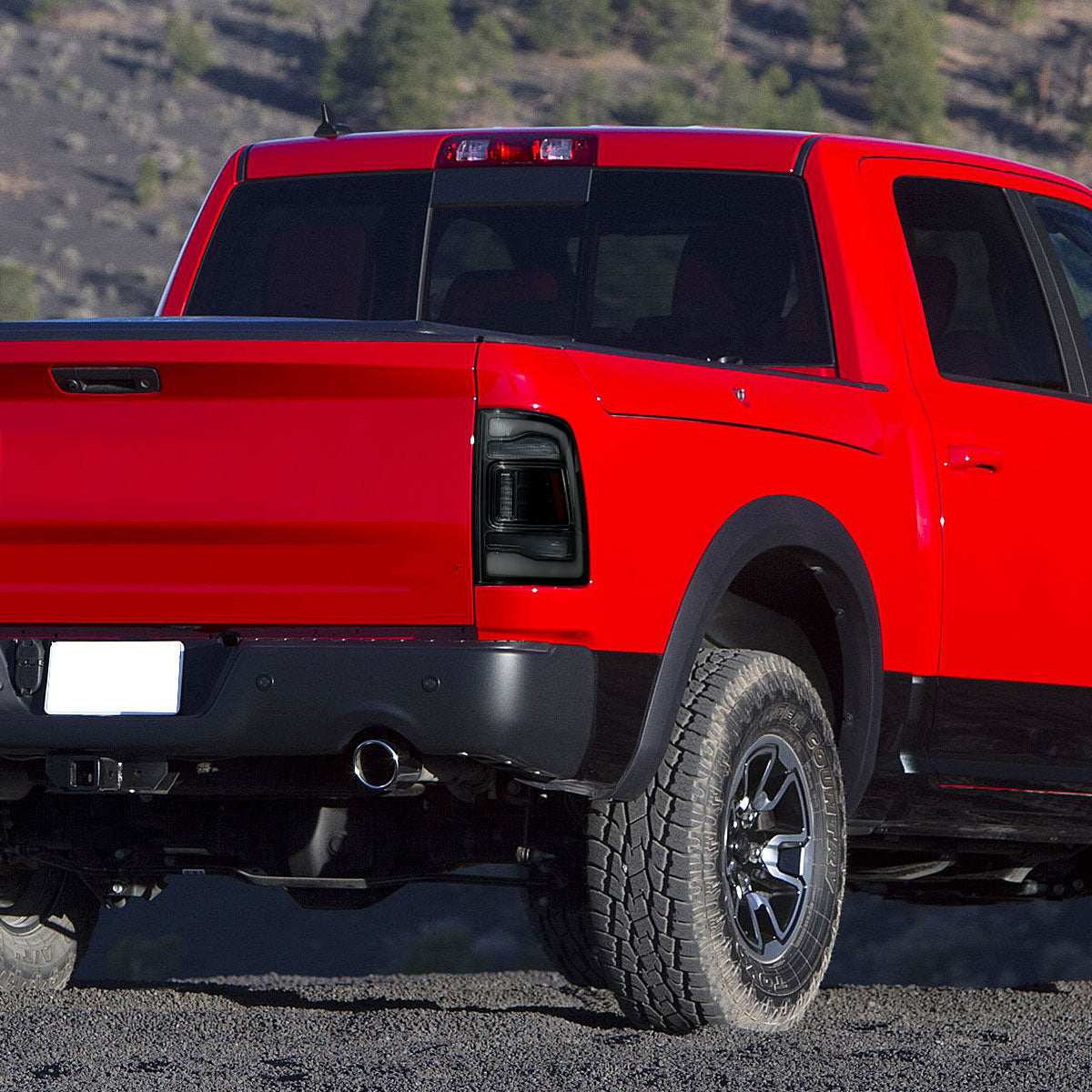 Ronnin - Fits 2013-2018 Ram 1500 2500 3500 2019-2022 Ram 1500 Classic Full LED Tail Lights Integrated Brake and Sequential Turn Signals + Animated Startup Effect Pair | Black Smoke | White Tube