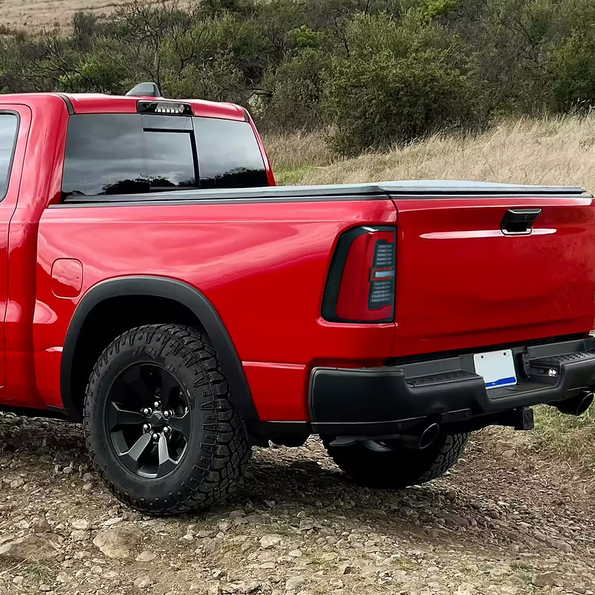 Ronnin - Fits 2019-2024 Ram 1500 Upgraded Full LED Tail Lights Integrated LED Brake and Sequential Turn Signal + Animated Startup Effect Assembly Pair | Black