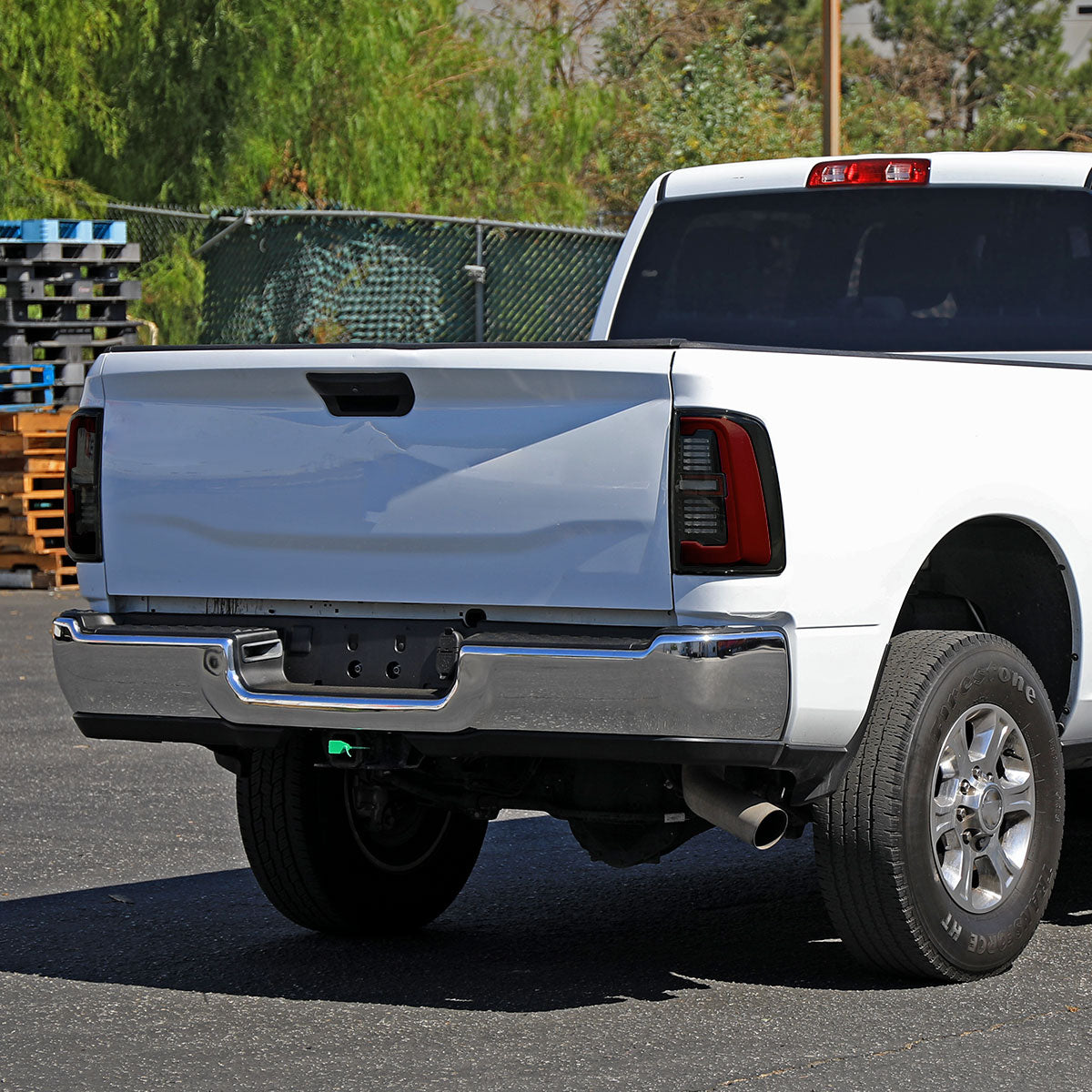 Ronnin - Fits 2019-2024 Ram 2500 3500 Halogen Model Replacement Full LED Tail Lights Sequential Turn Signal + Animated Startup Effect Assembly Pair | Black Smoke