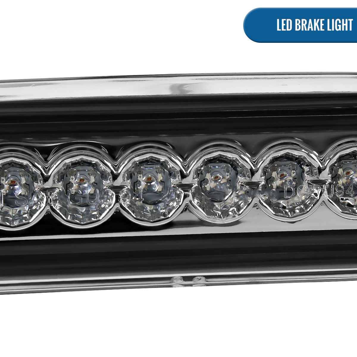 Ronnin - Fits 1994-2001 Dodge Ram 1500 1994-2002 Ram 2500 3500 LED High Mount Stop Light Third 3rd Brake Lamp Piece | Chrome