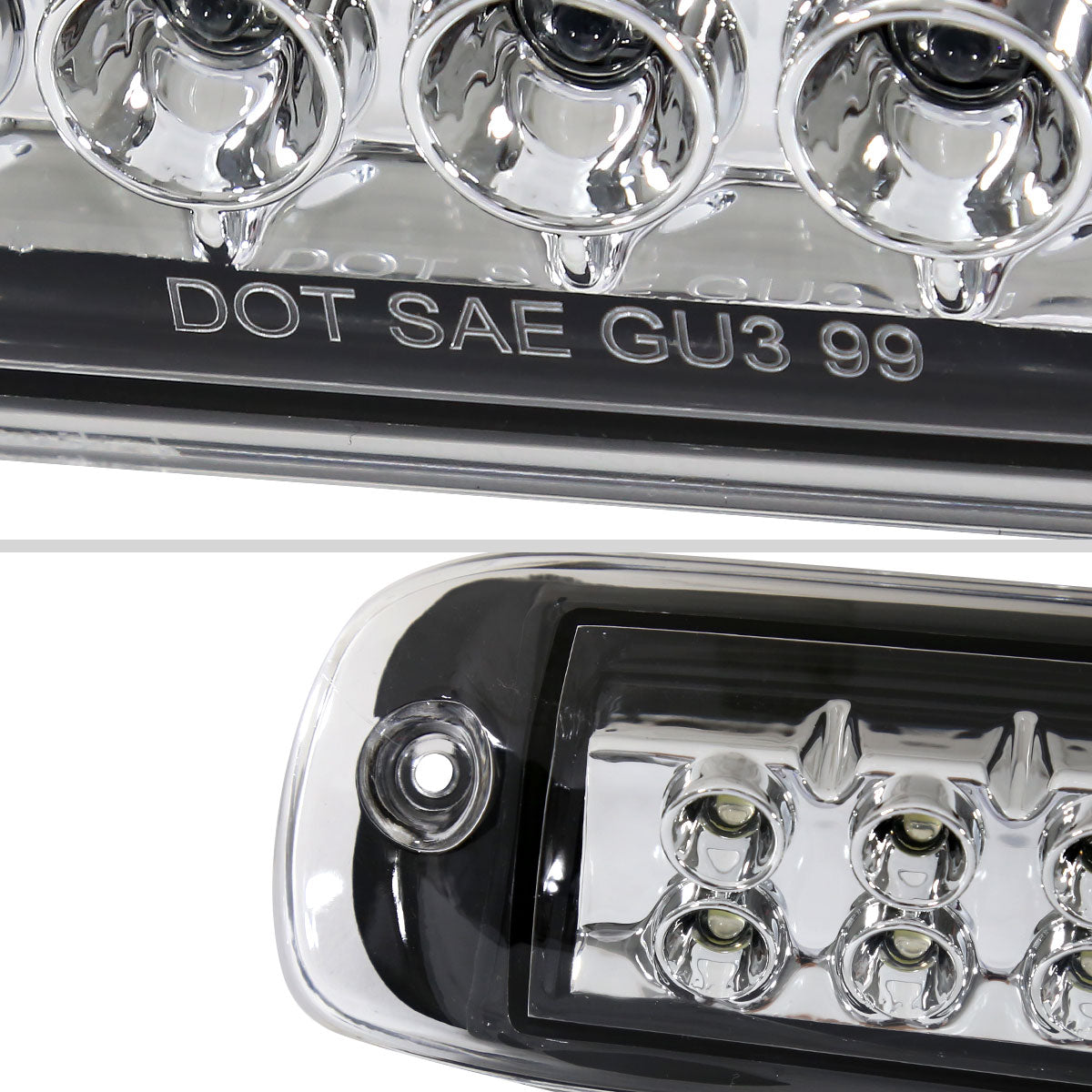 Ronnin - Fits 1999-2006 Chevy Silverado GMC Sierra 1500 2500HD 3500 LED Center High Mount Stop Lamp 3rd Third Brake Light Assembly Piece | Chrome