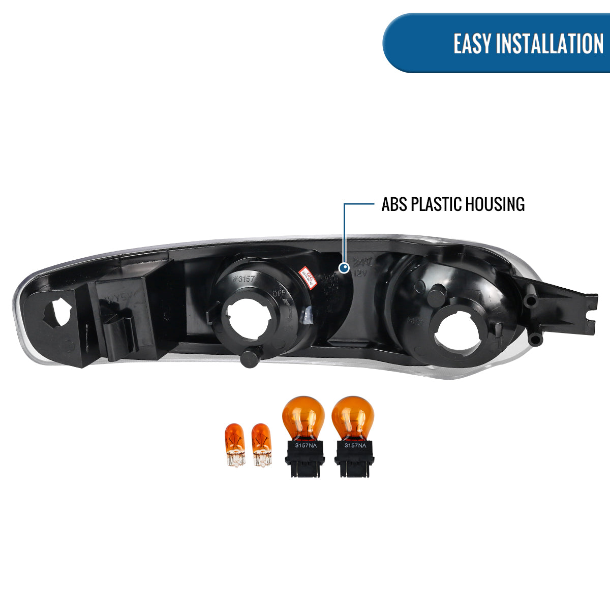 Ronnin - Fits 2000-2007 GMC Sierra Yukon XL Denali Bumper Turn Signal Lights Replacement Pair | Black