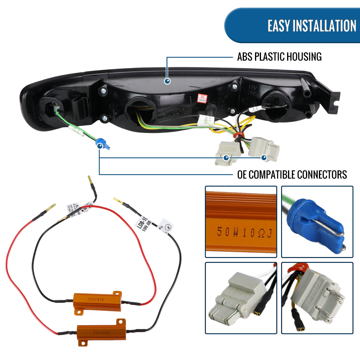 Ronnin - Fits 1999-2007 GMC Sierra Classic Yukon XL Upgraded Replacement Full LED Bumper Lights Sequential Turn Signals Assembly Pair | Black