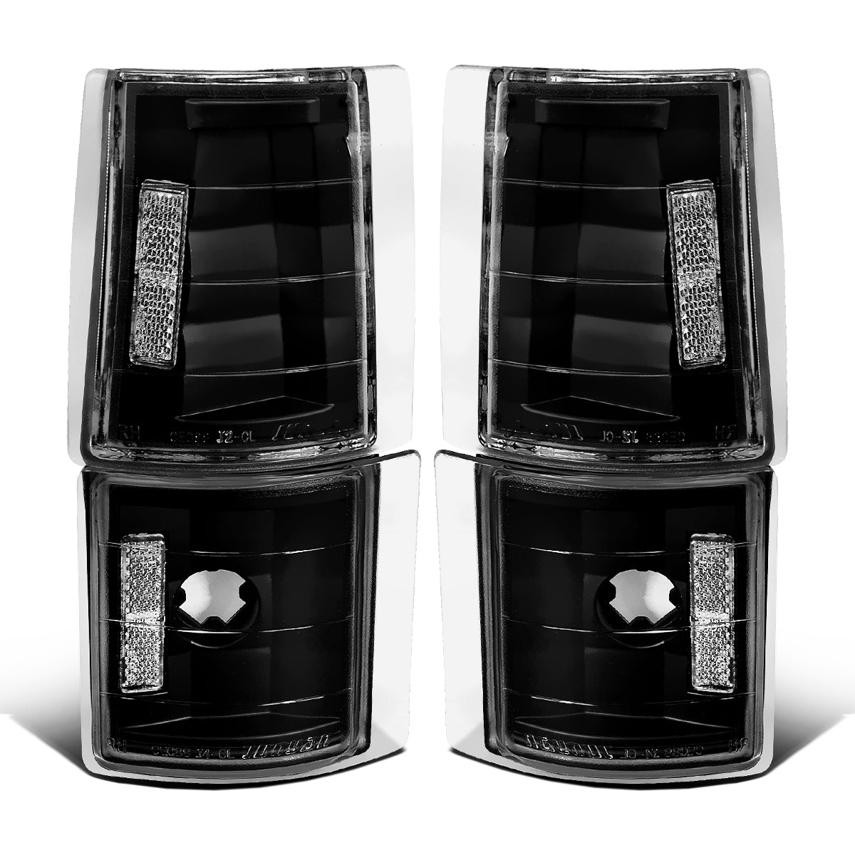 Ronnin - Fits 1994-1999 GMC C/K 1500 2500 3500 Suburban Sierra Yukon Factory Replacement Clear Reflector Corner Lights Assembly Pair | Black