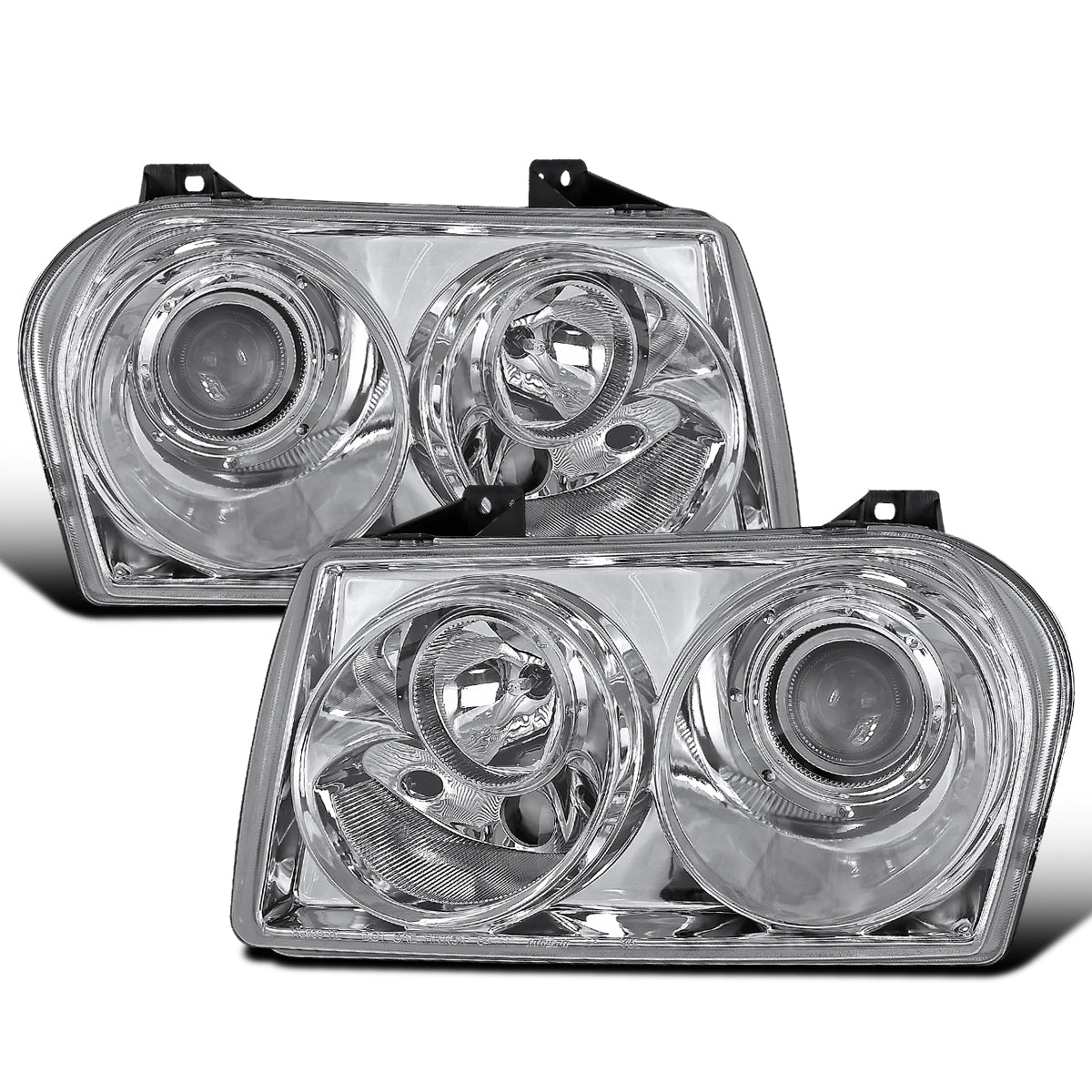 Ronnin - Fits 2005-2010 Chrysler 300 Factory Replacement Halogen Projector Headlights Assembly Pair | Chrome
