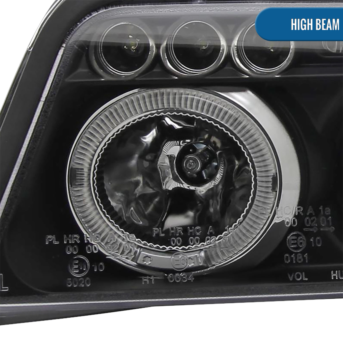 Ronnin - Fits 1999-2001 Audi A4 Upgraded LED Dual Halo Rims Projector Headlights Assembly Pair | Black