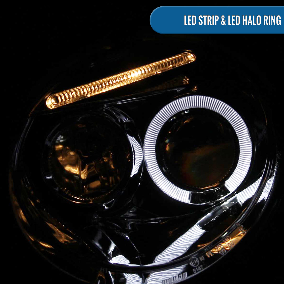 Ronnin - Fits 1998-2005 Volkswagen Beetle Upgrade Replacement Halogen Projector Headlights Assembly Pair | Chrome