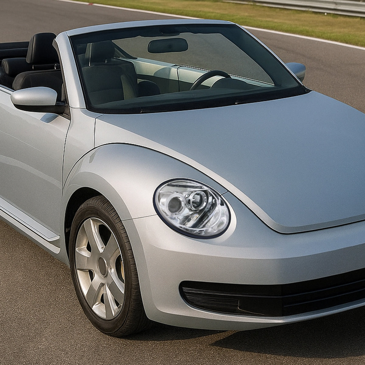 Ronnin - Fits 1998-2005 Volkswagen Beetle Upgrade Replacement Halogen Projector Headlights Assembly Pair | Chrome