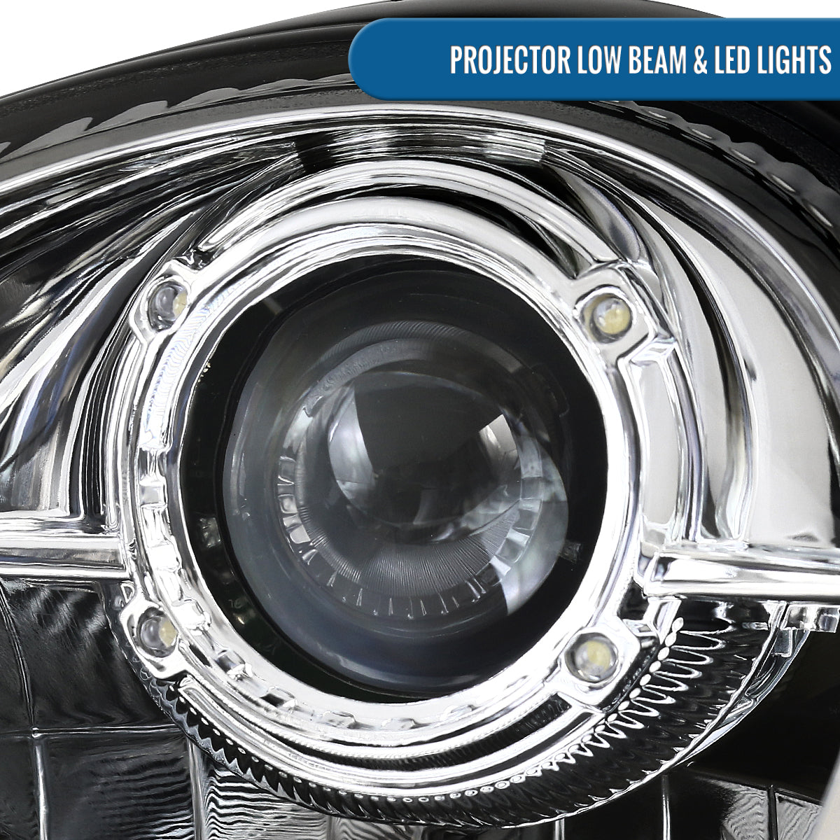 Ronnin - Fits 1997-2004 Porsche Boxster 1997-2001 Porsche 911 Upgrade Assembly LED Running Lights Projector Headlights Pair | Chrome