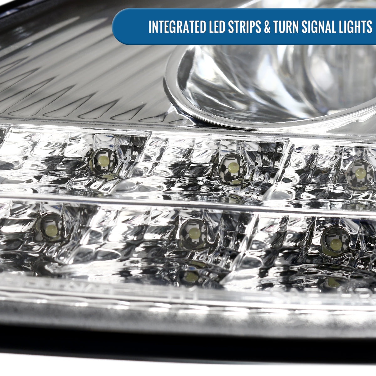 Ronnin - Fits 1997-2004 Porsche Boxster 1997-2001 Porsche 911 Upgrade Assembly LED Running Lights Projector Headlights Pair | Chrome