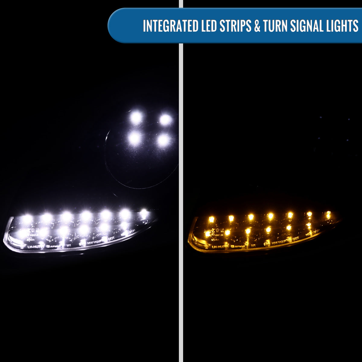 Ronnin - Fits 1997-2004 Porsche Boxster 1997-2001 Porsche 911 Upgrade Assembly LED Running Lights Projector Headlights Pair | Black Smoke