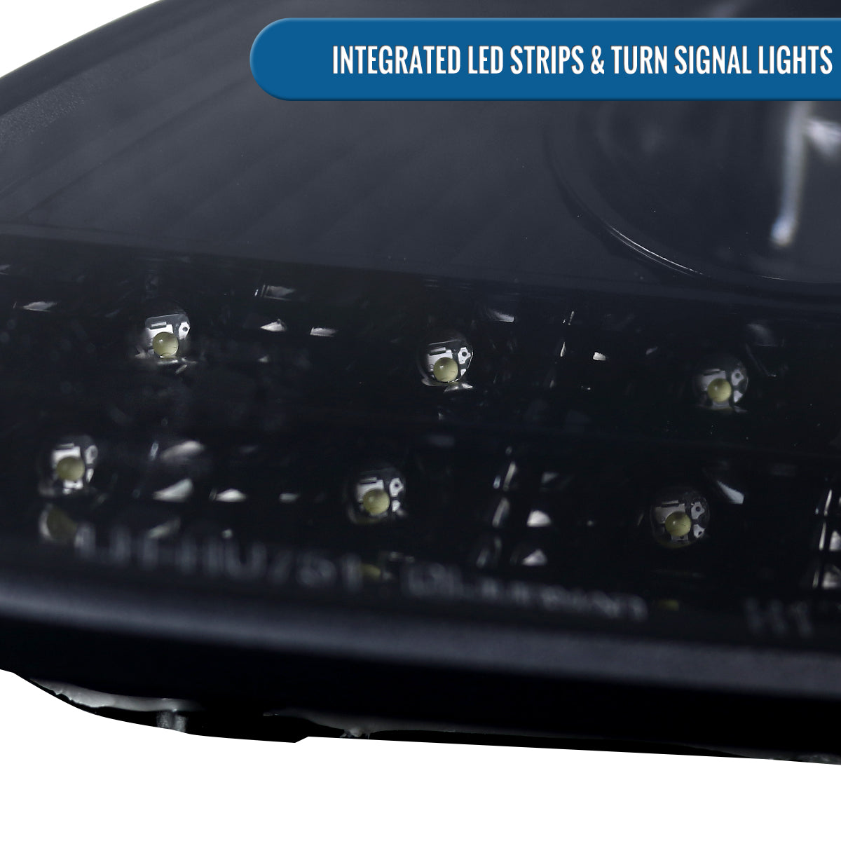 Ronnin - Fits 1997-2004 Porsche Boxster 1997-2001 Porsche 911 Upgrade Assembly LED Running Lights Projector Headlights Pair | Black Smoke