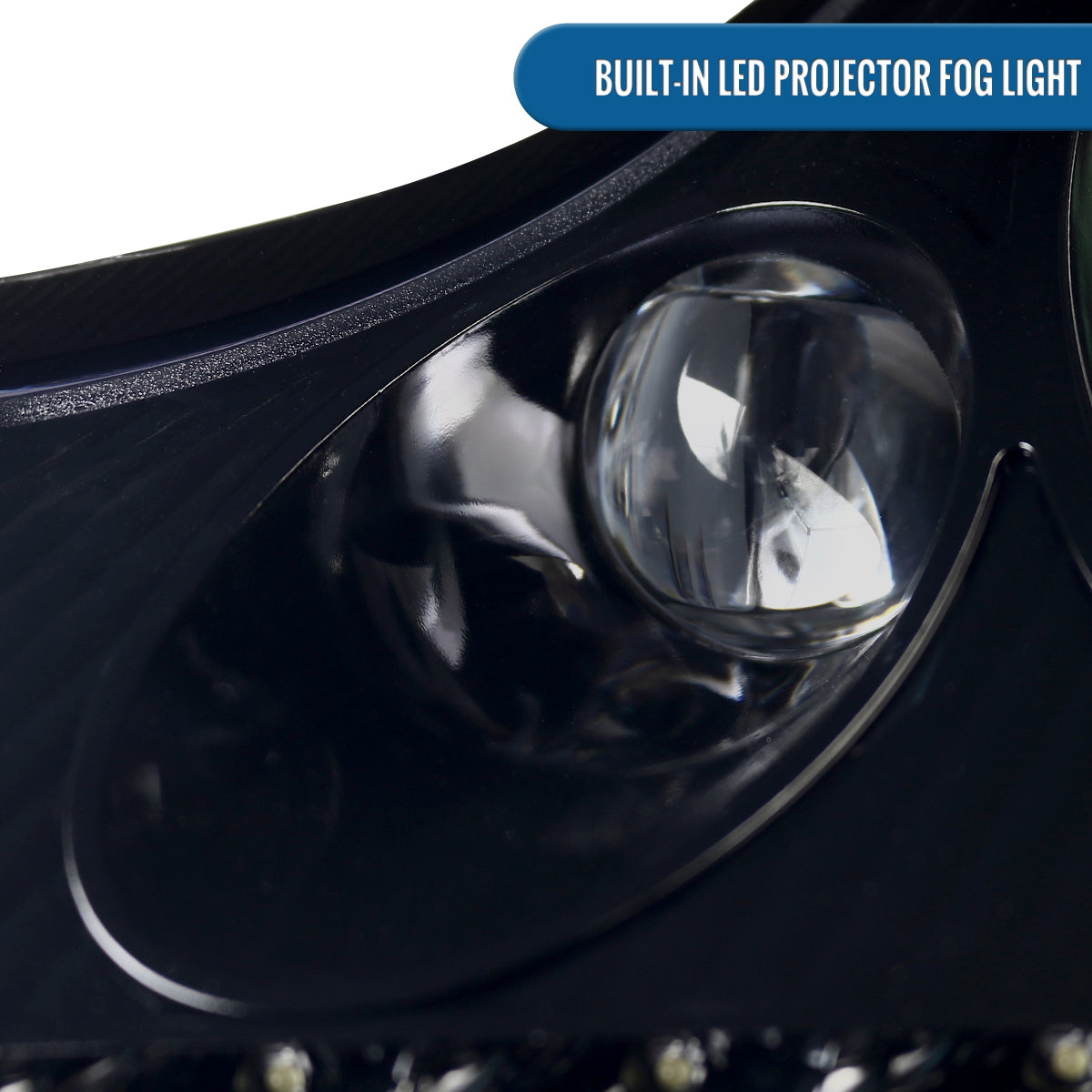 Ronnin - Fits 1997-2004 Porsche Boxster 1997-2001 Porsche 911 Upgrade Assembly LED Running Lights Projector Headlights Pair | Black Smoke
