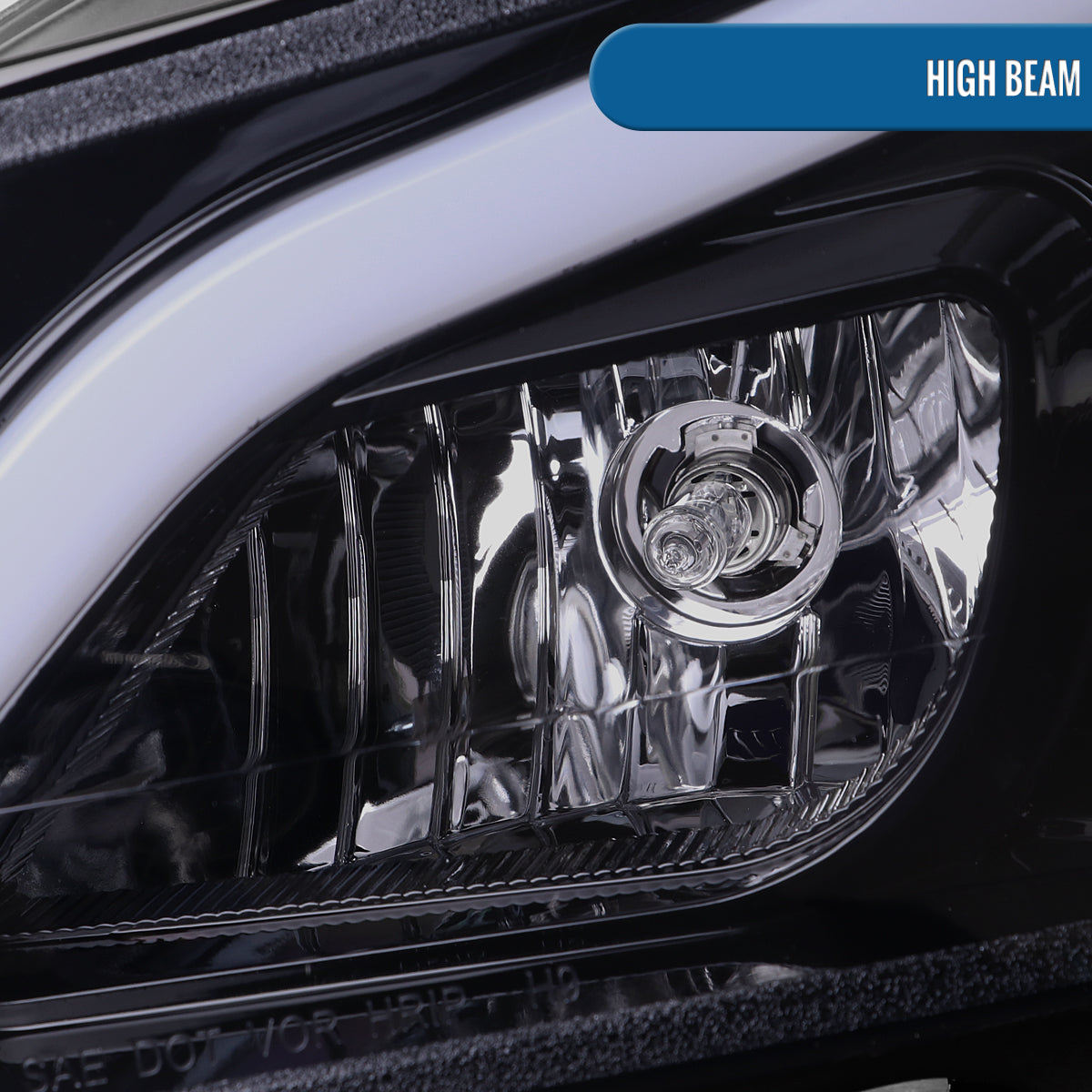 Ronnin - Fits 2012-2015 Mercedes-Benz W204 C-Class 2Dr 4Dr C180 C250 C350 2Dr Switchback LED Sequential Turn Signal Halogen Projector Headlights Assembly Pair | Black Smoke