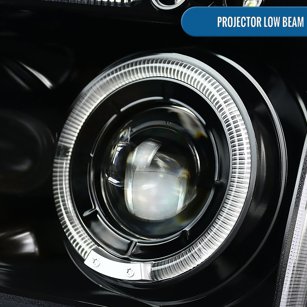 Ronnin - Fits 2006-2010 Dodge Charger LED Dual Rims Projector Halogen Headlights Assembly Pair | Gloss Black