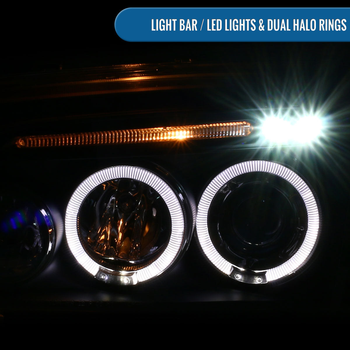 Ronnin - Fits 2006-2010 Dodge Charger LED Dual Rims Projector Halogen Headlights Assembly Pair | Black