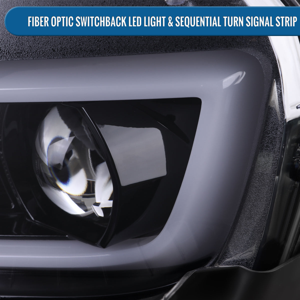 Ronnin - Fits 2014-2015 Chevy Camaro Halogen Projector Headlights Switchback LED Sequential Turn Signal Pair | Black Smoke