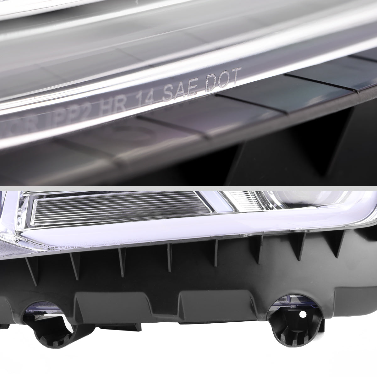 Ronnin - Fits 2014-2015 Chevy Camaro Halogen Projector Headlights Switchback LED Sequential Turn Signal Pair | Chrome