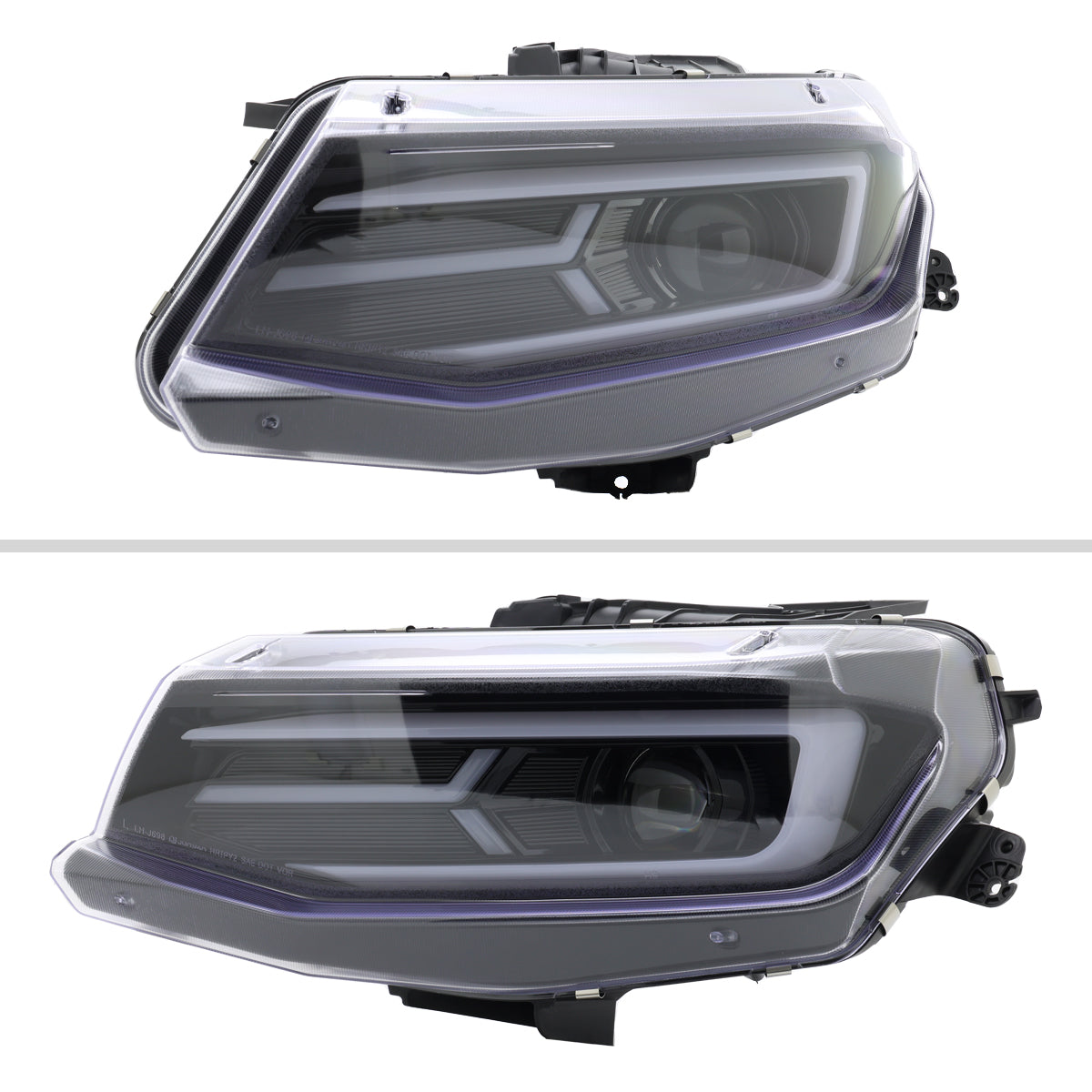 Ronnin - Fits 2016-2018 Chevy Camaro Halogen Projector Headlights Switchback LED Sequential Turn Signal and DRL Pair | Glossy Black