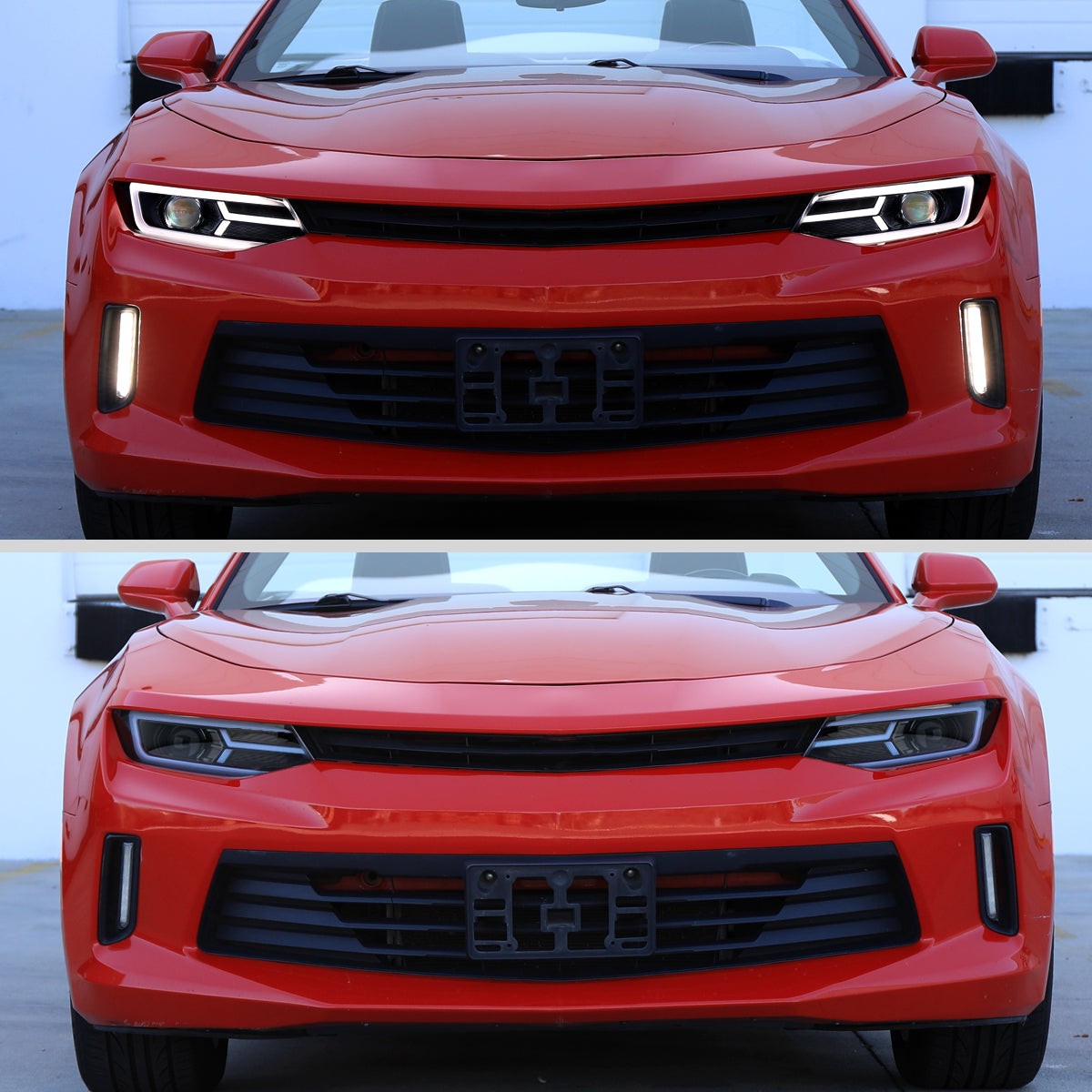 Ronnin - Fits 2016-2018 Chevy Camaro Halogen Projector Headlights Switchback LED Sequential Turn Signal and DRL Pair | Glossy Black