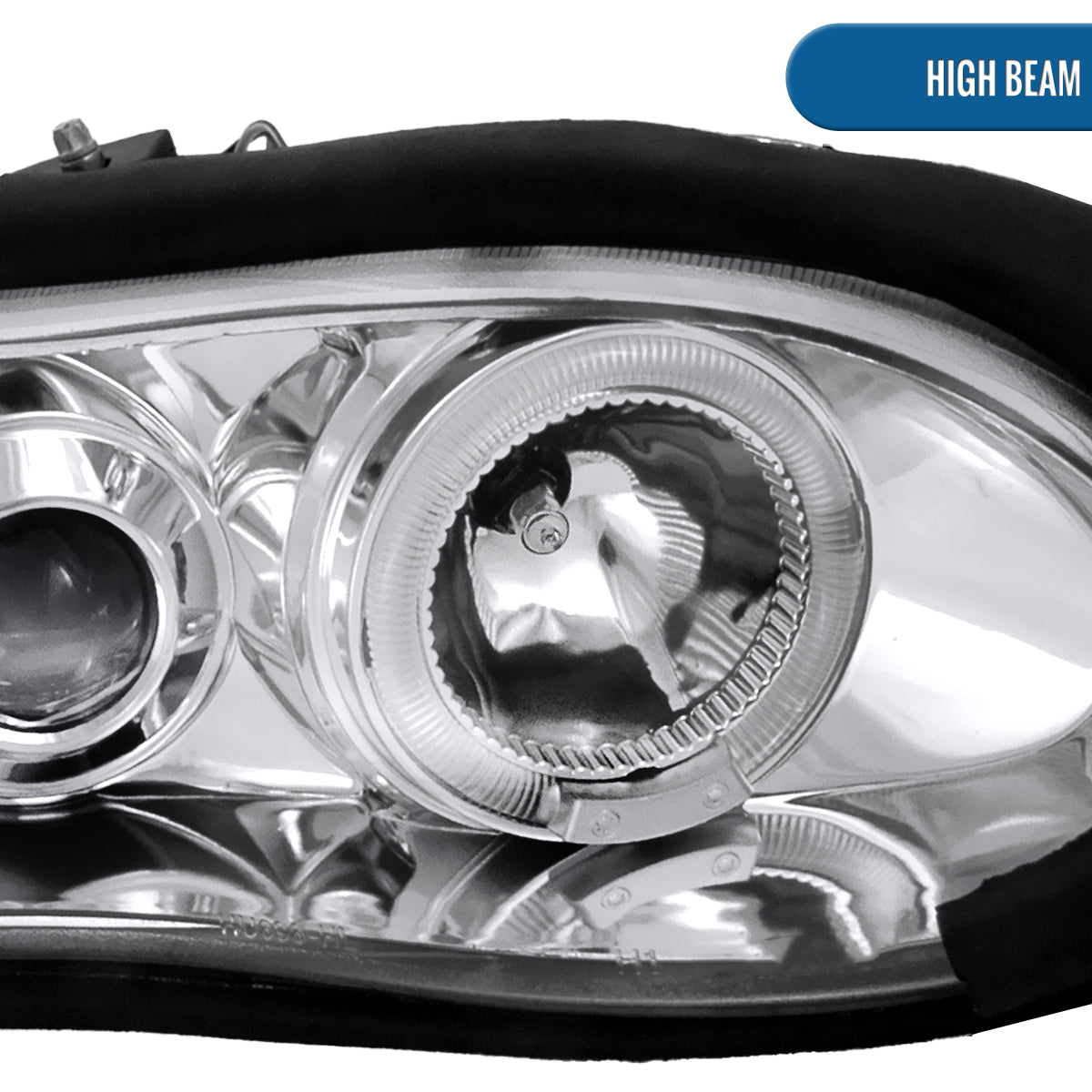 Ronnin - Fits 1998-2002 Chevy Camaro Upgrade Replacement LED Dual Halo Rims Projector Headlights Assembly Pair | Chrome
