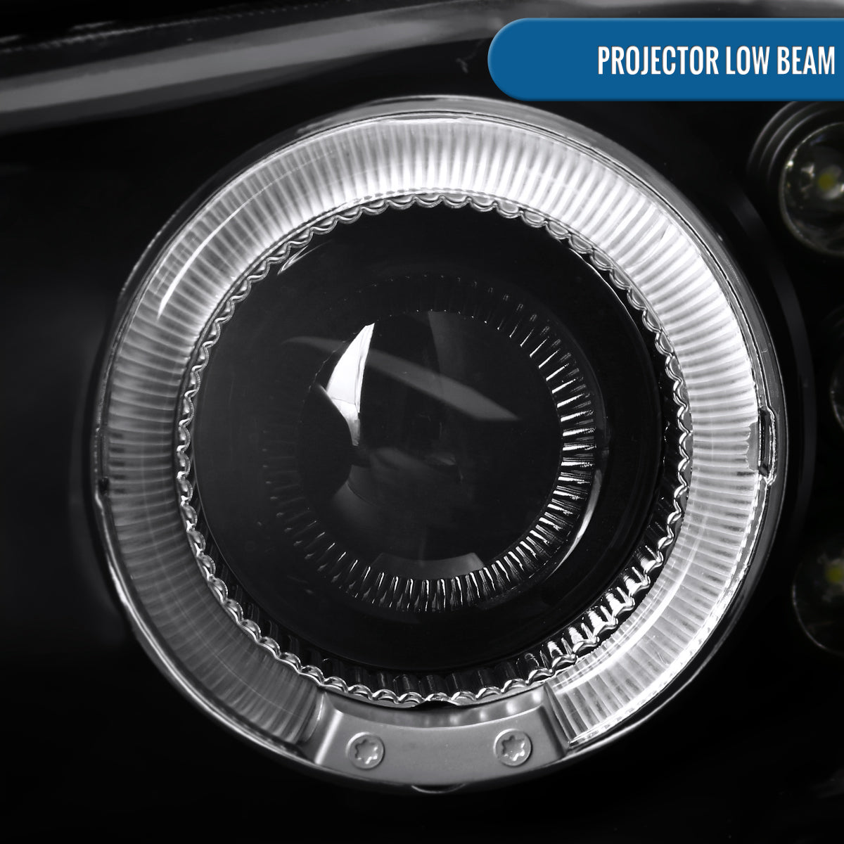 Ronnin - Fits 1998-2002 Chevy Camaro Upgrade Replacement LED Dual Halo Rims Projector Headlights Assembly Pair | Black