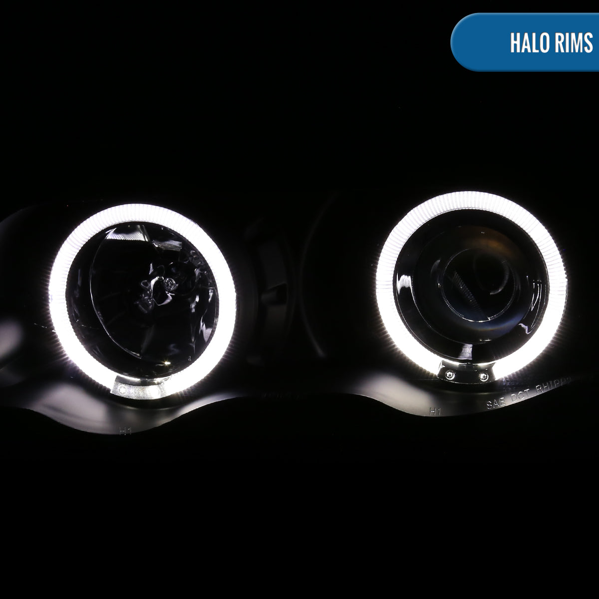 Ronnin - Fits 1999-2001 BMW E46 3-Series Sedan 323i 328i 325i 330i LED Dual Rims Headlights Clear Reflector Assembly Pair | Black