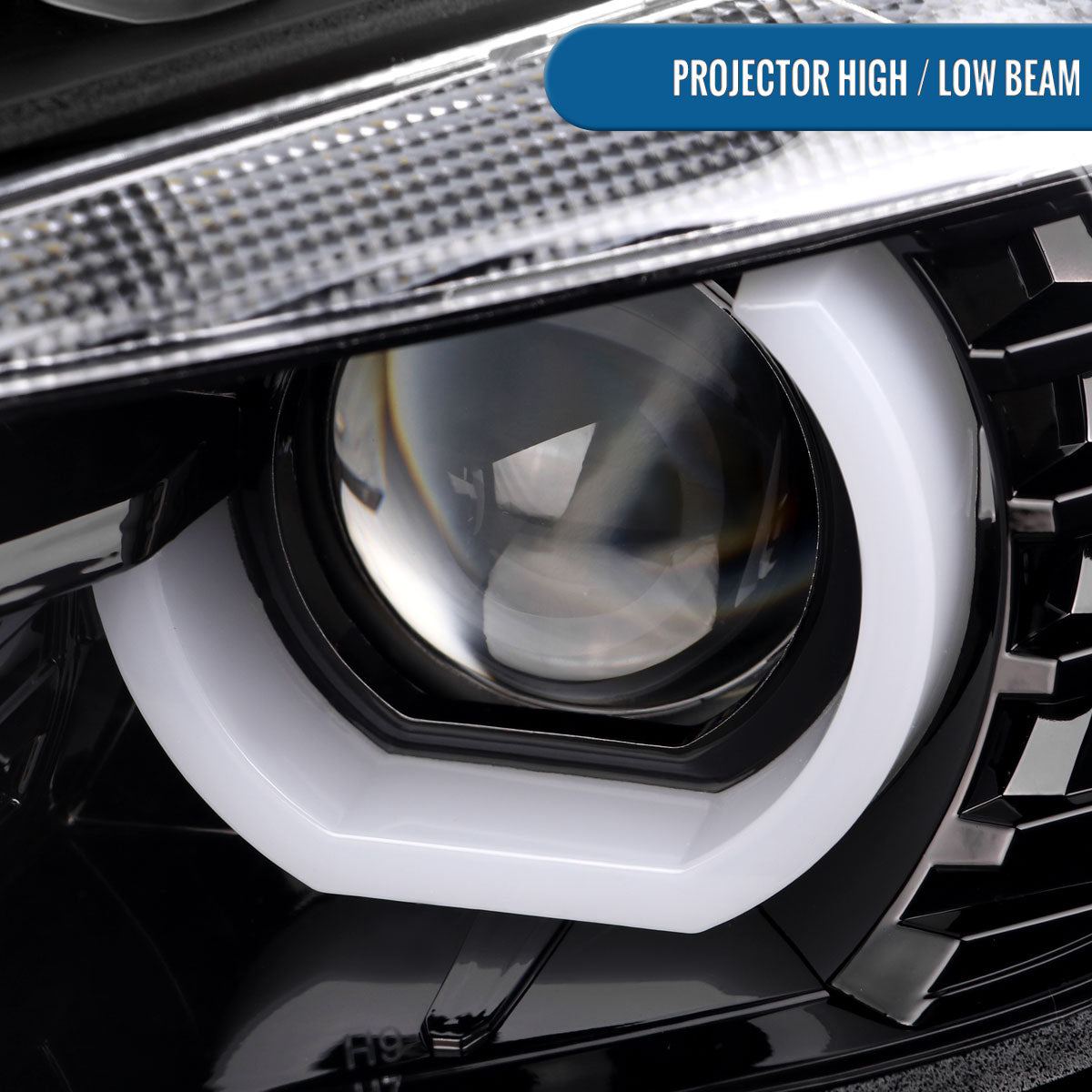 Ronnin -  Fits 2012-2015 BMW F30 3-Series Sedan 328i 335i 320i Xenon Non-AFS Upgraded U-Shaped LED Tube Projector Headlights Assembly Pair | Gloss Black