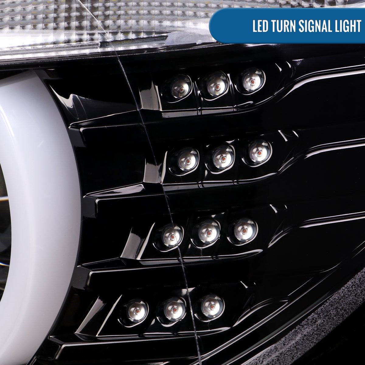 Ronnin -  Fits 2012-2015 BMW F30 3-Series Sedan 328i 335i 320i Xenon Non-AFS Upgraded U-Shaped LED Tube Projector Headlights Assembly Pair | Gloss Black