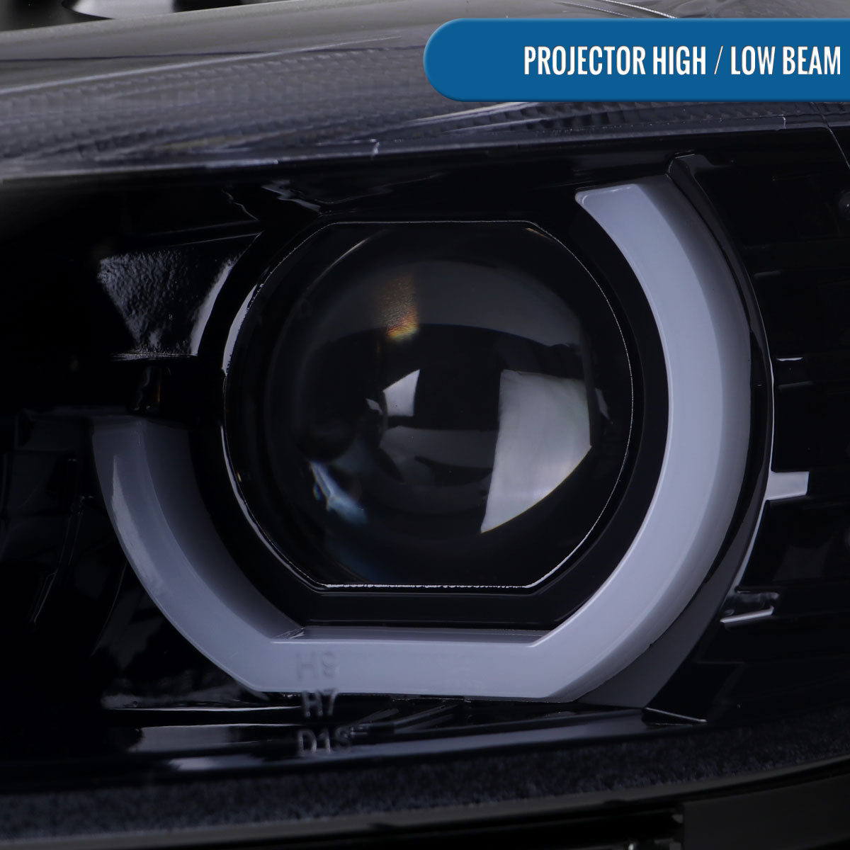 Ronnin -  Fits 2012-2015 BMW F30 3-Series Sedan 328i 335i 320i Xenon Non-AFS Upgraded U-Shaped LED Tube Projector Headlights Assembly Pair | Black Smoke