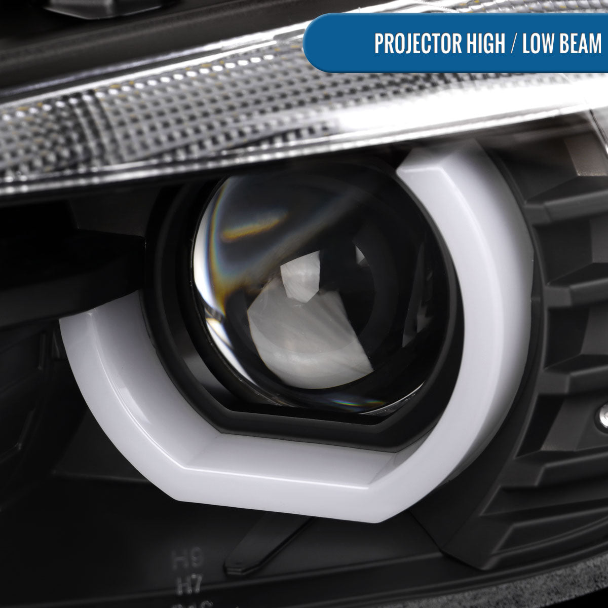 Ronnin -  Fits 2012-2015 BMW F30 3-Series Sedan 328i 335i 320i Xenon Non-AFS Upgraded U-Shaped LED Tube Projector Headlights Assembly Pair | Black