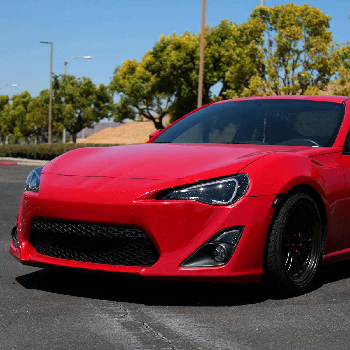 Ronnin - Fits 2013-2016 Scion FR-S Upgrade LED Running Lights Tube Projector Halogen Headlights Assembly Pair | Gloss Black
