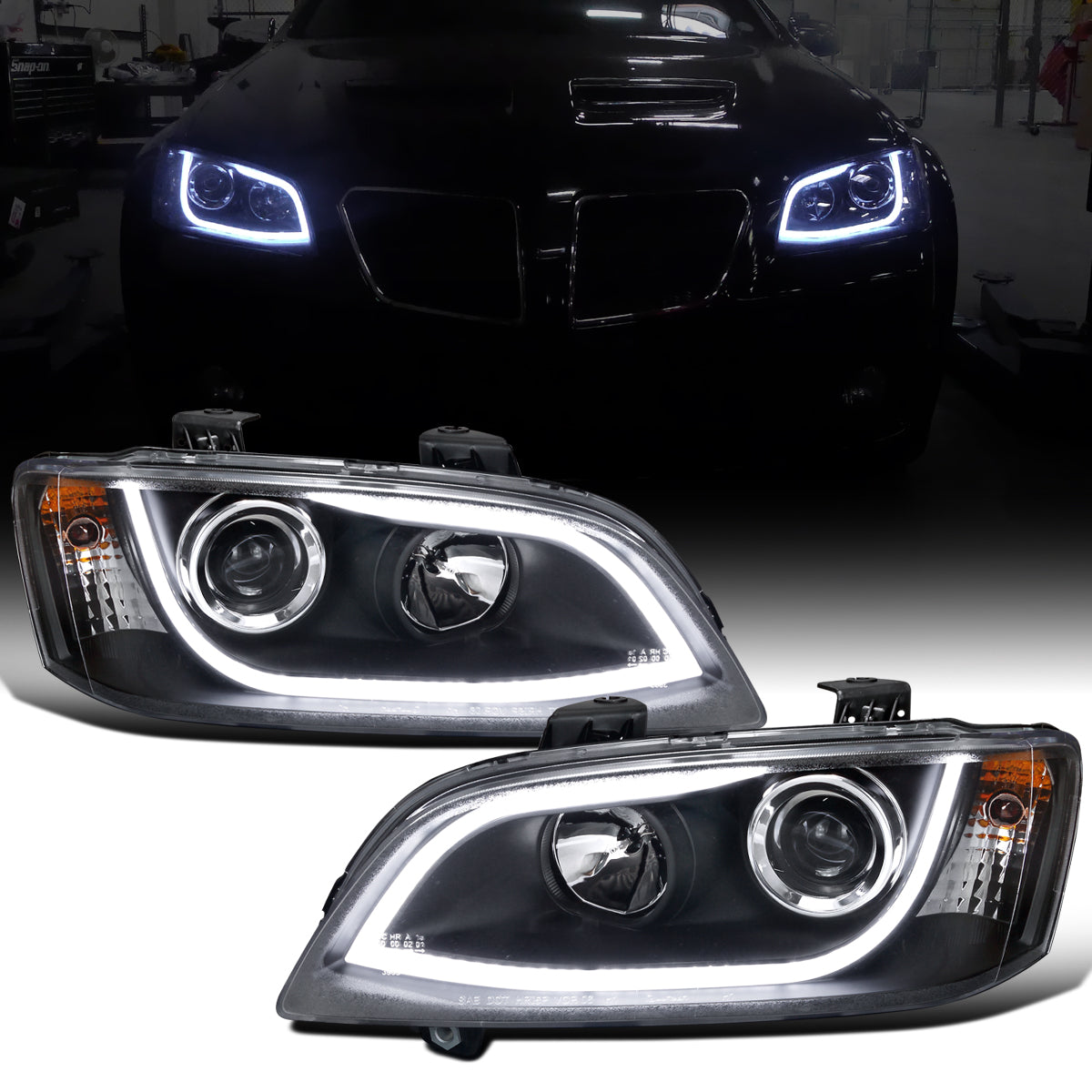 Ronnin - Fits 2008-2009 Pontiac G8 Upgraded Replacement LED Tube Running Lights Projector Headlights Assembly Pair | Black