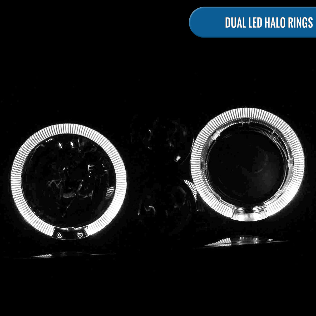 Ronnin - Fits 1993-1998 Volkswagen Golf Cabrio Upgrade Replacement LED Dual Rims Projector Headlights Assembly Pair | Black Smoke