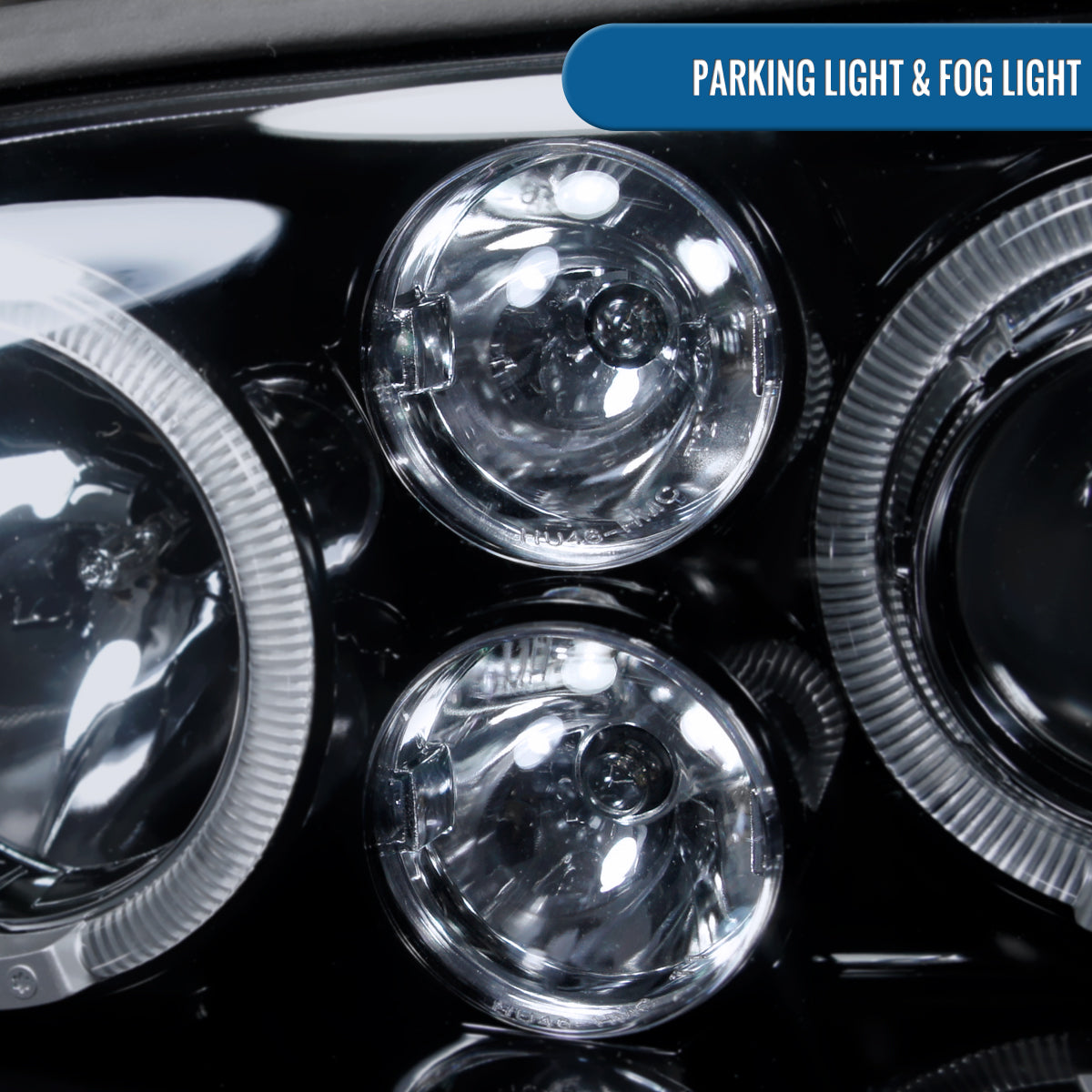 Ronnin - Fits 1993-1998 Volkswagen Golf Cabrio Upgrade Replacement LED Dual Rims Projector Headlights Assembly Pair | Black Smoke