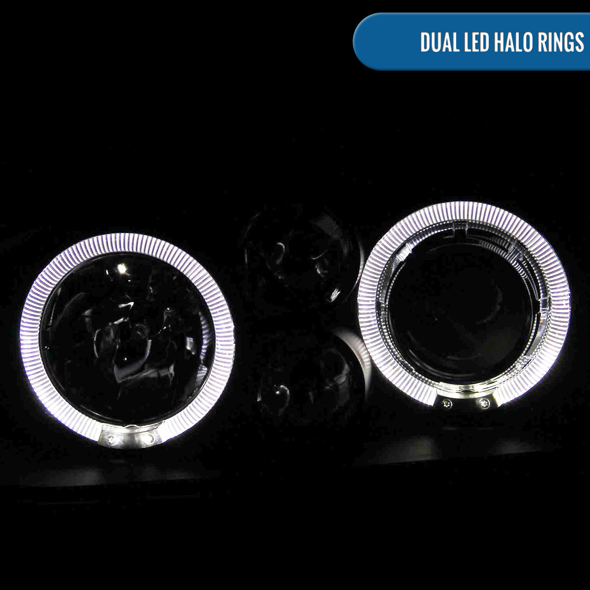 Ronnin - Fits 1993-1998 Volkswagen Golf Cabrio Upgrade Replacement LED Dual Rims Projector Headlights Assembly Pair | Black