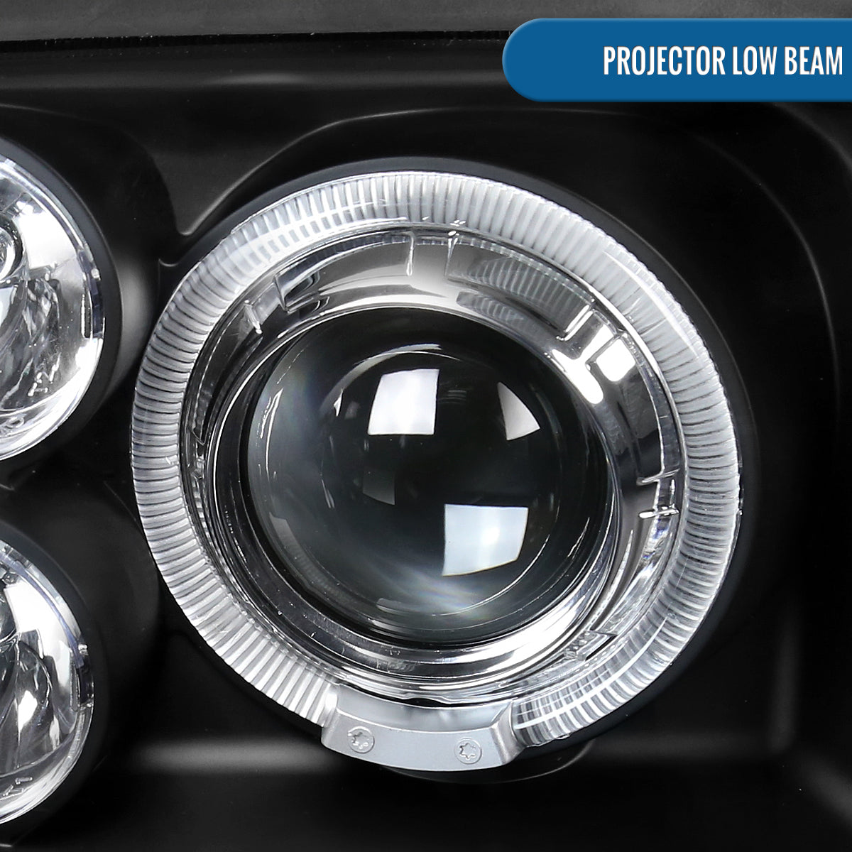 Ronnin - Fits 1993-1998 Volkswagen Golf Cabrio Upgrade Replacement LED Dual Rims Projector Headlights Assembly Pair | Black