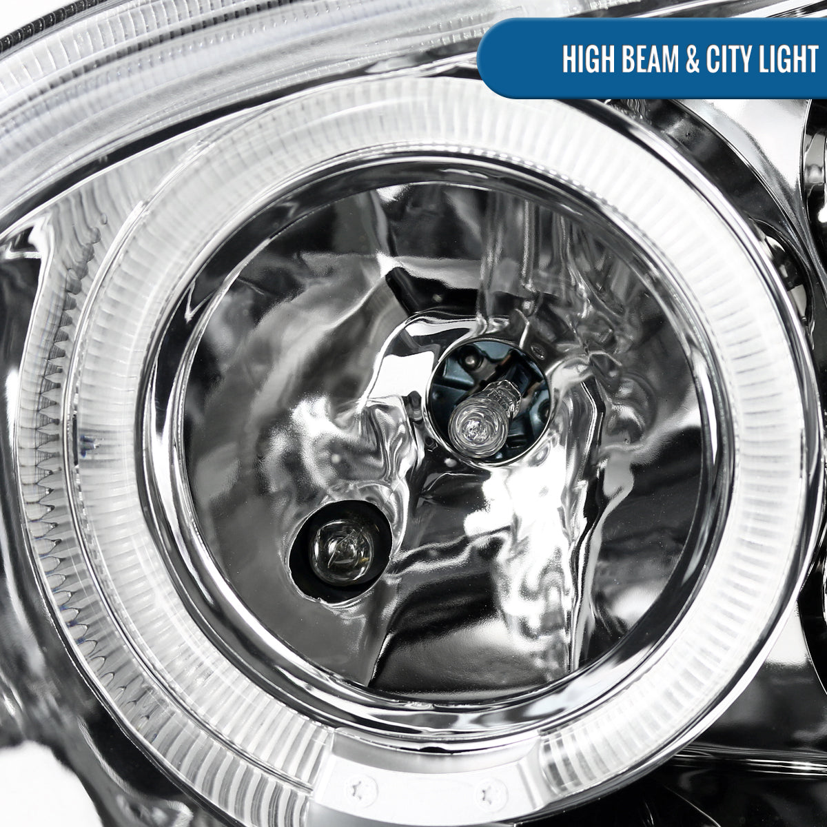 Ronnin - Fits 1999-2006 Volkswagen Golf MK4 GTI Cabrio R32 Upgrade Replacement LED Dual Rims Projector Headlights Assembly Pair | Chrome