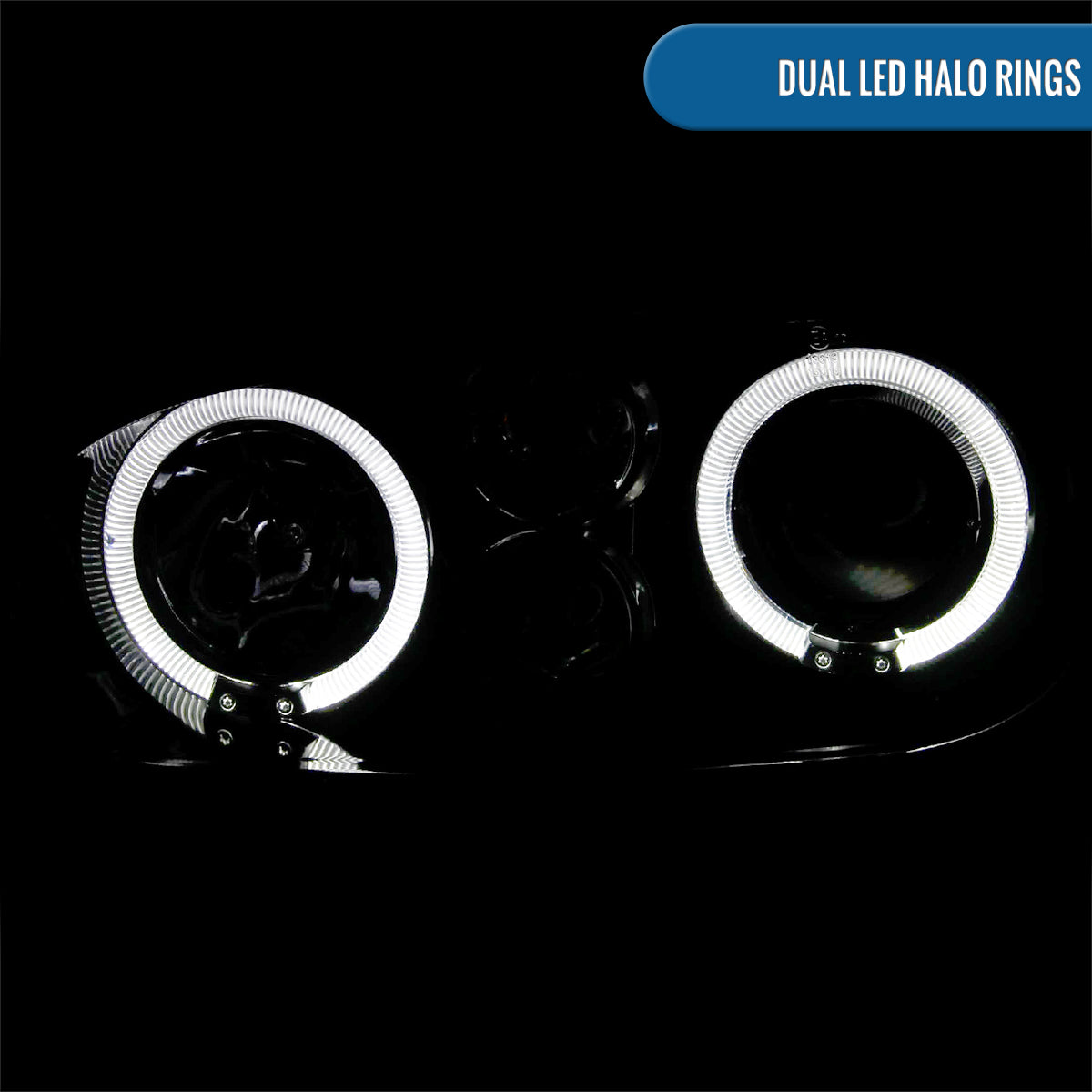 Ronnin - Fits 1999-2006 Volkswagen Golf MK4 GTI Cabrio R32 Upgrade Replacement LED Dual Rims Projector Headlights Assembly Pair | Black Smoke