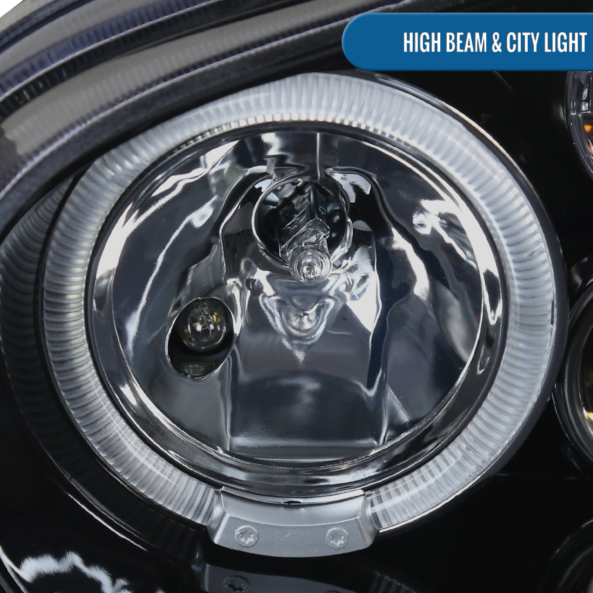 Ronnin - Fits 1999-2006 Volkswagen Golf MK4 GTI Cabrio R32 Upgrade Replacement LED Dual Rims Projector Headlights Assembly Pair | Black Smoke