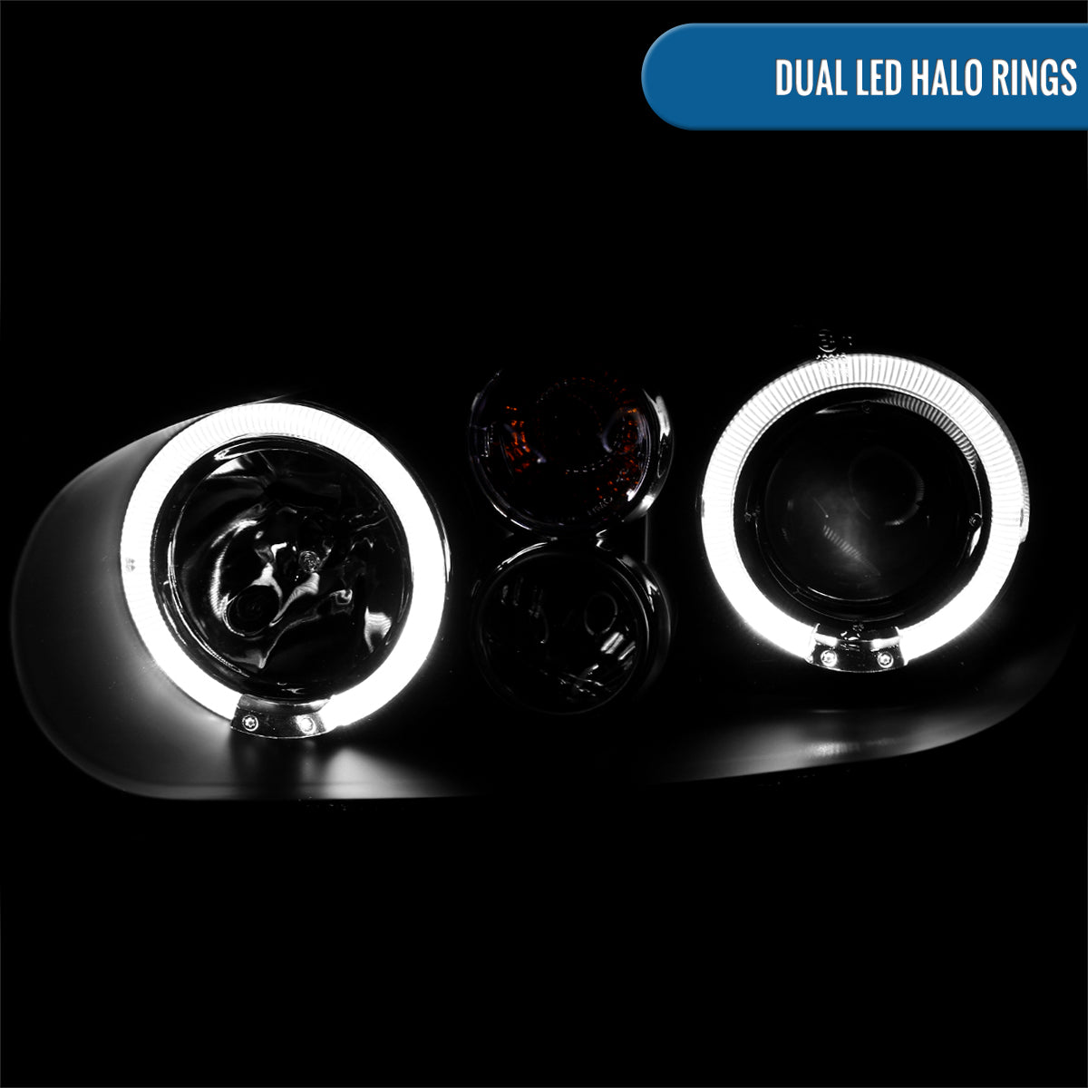 Ronnin - Fits 1999-2006 Volkswagen Golf MK4 GTI Cabrio R32 Upgrade Replacement LED Dual Rims Projector Headlights Assembly Pair | Black